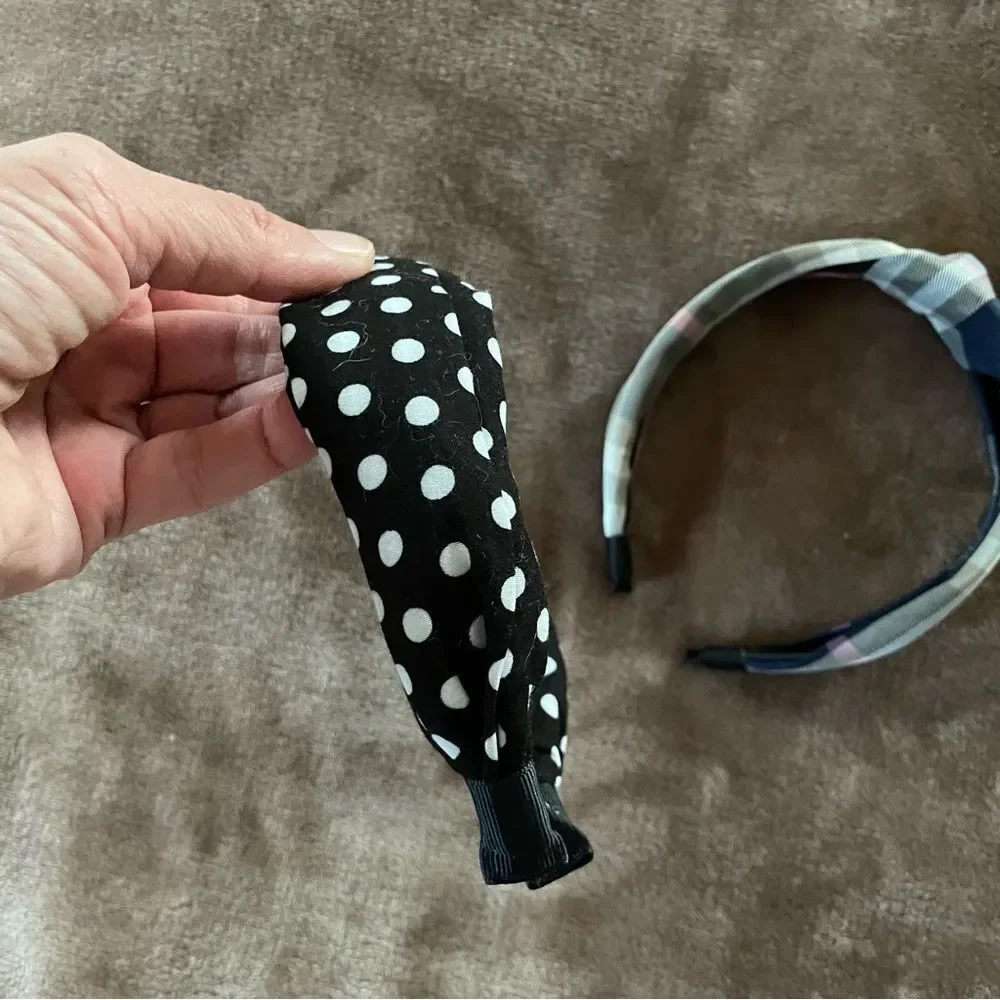 Set of Girls 2 Polka Dot and Plaid Headbands
